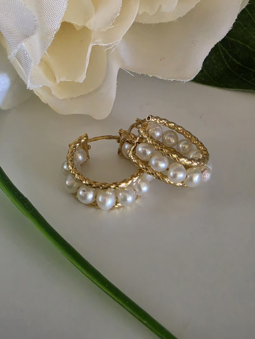 Cultured Pearl & 10k Yellow Gold Hoop Earrings